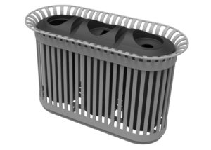 Trash bin with three slots