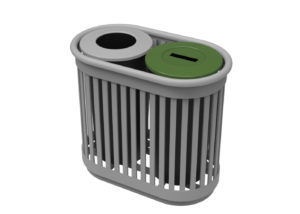 Grey and Green recycling bins