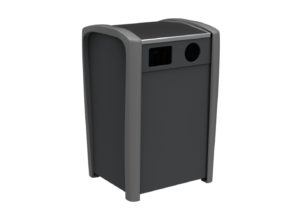 Dark grey recycling bin with no recycle logo