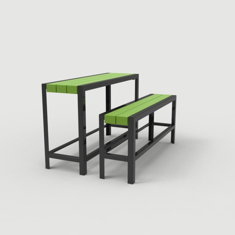 Bar-height table with bench in green and black