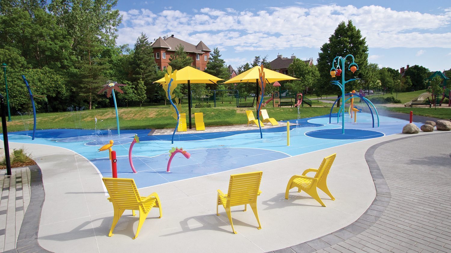 Bright Yellow 720 Chairs surround splash pad