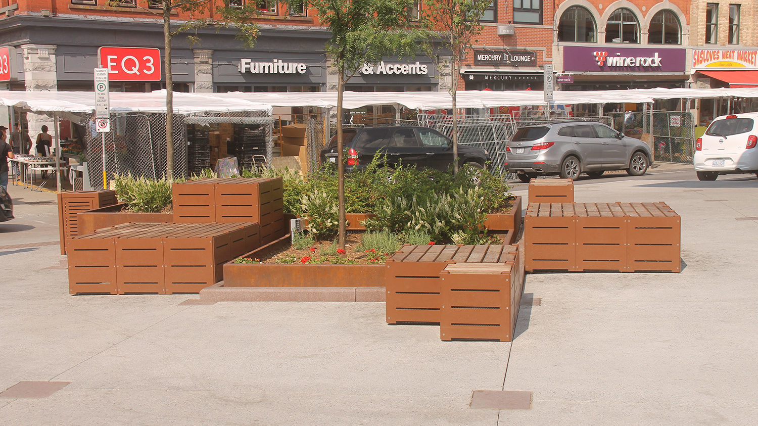 Custom blocks with wood tops at ByWard Market