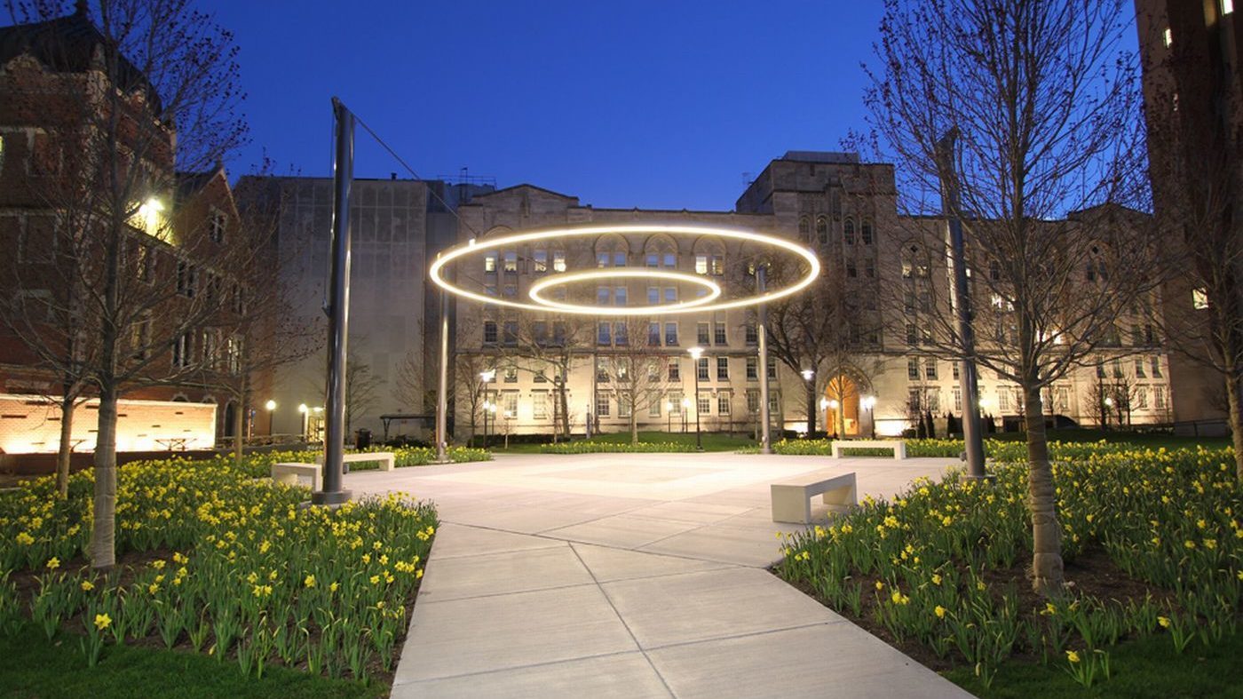 Crerar Quad circle of light suspending in the sky at night