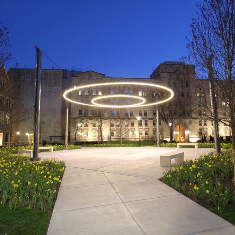 Crerar Quad circle of light suspending in the sky at night