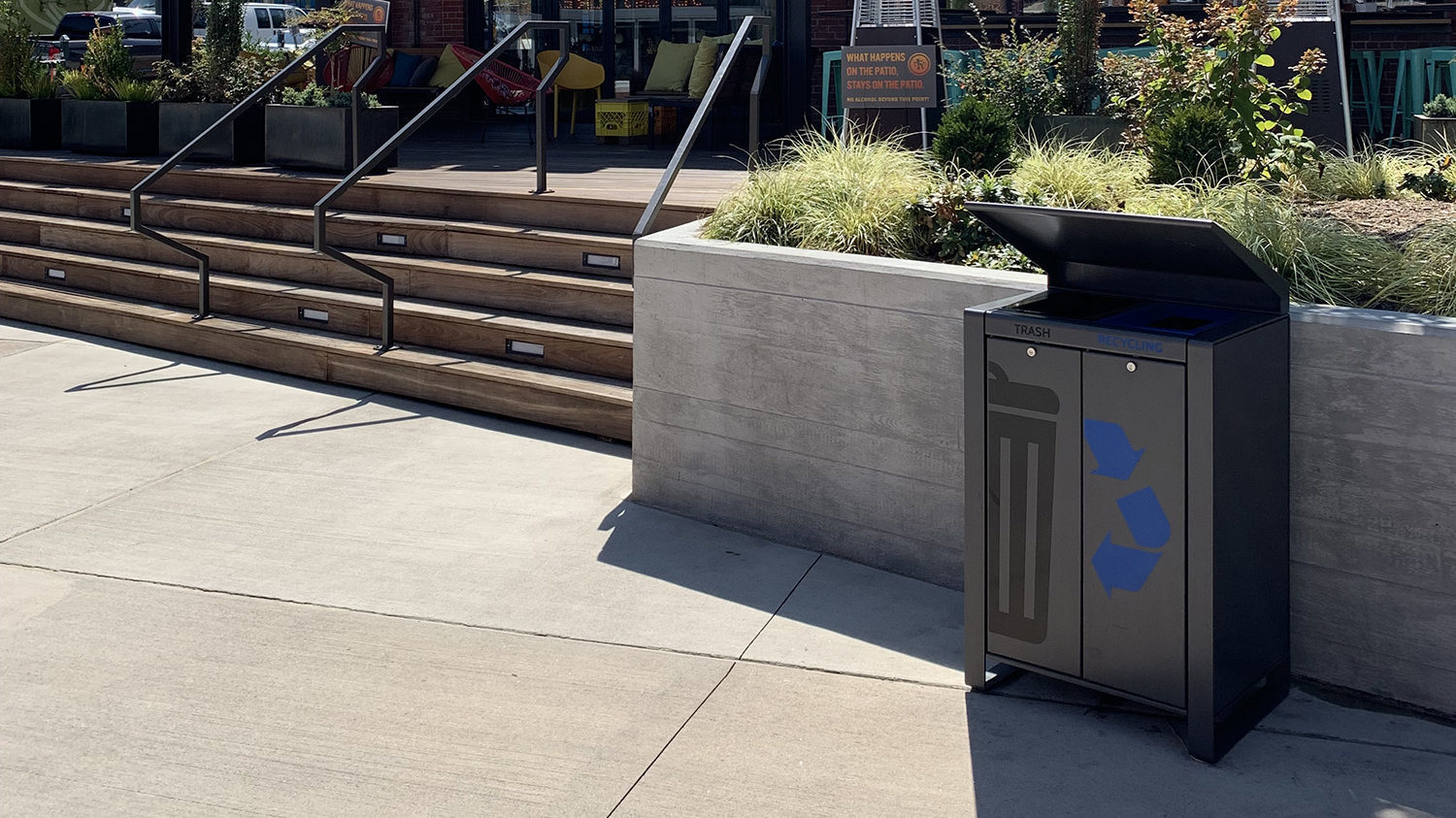 Lexicon Trash/Recycling container in front of restaurant