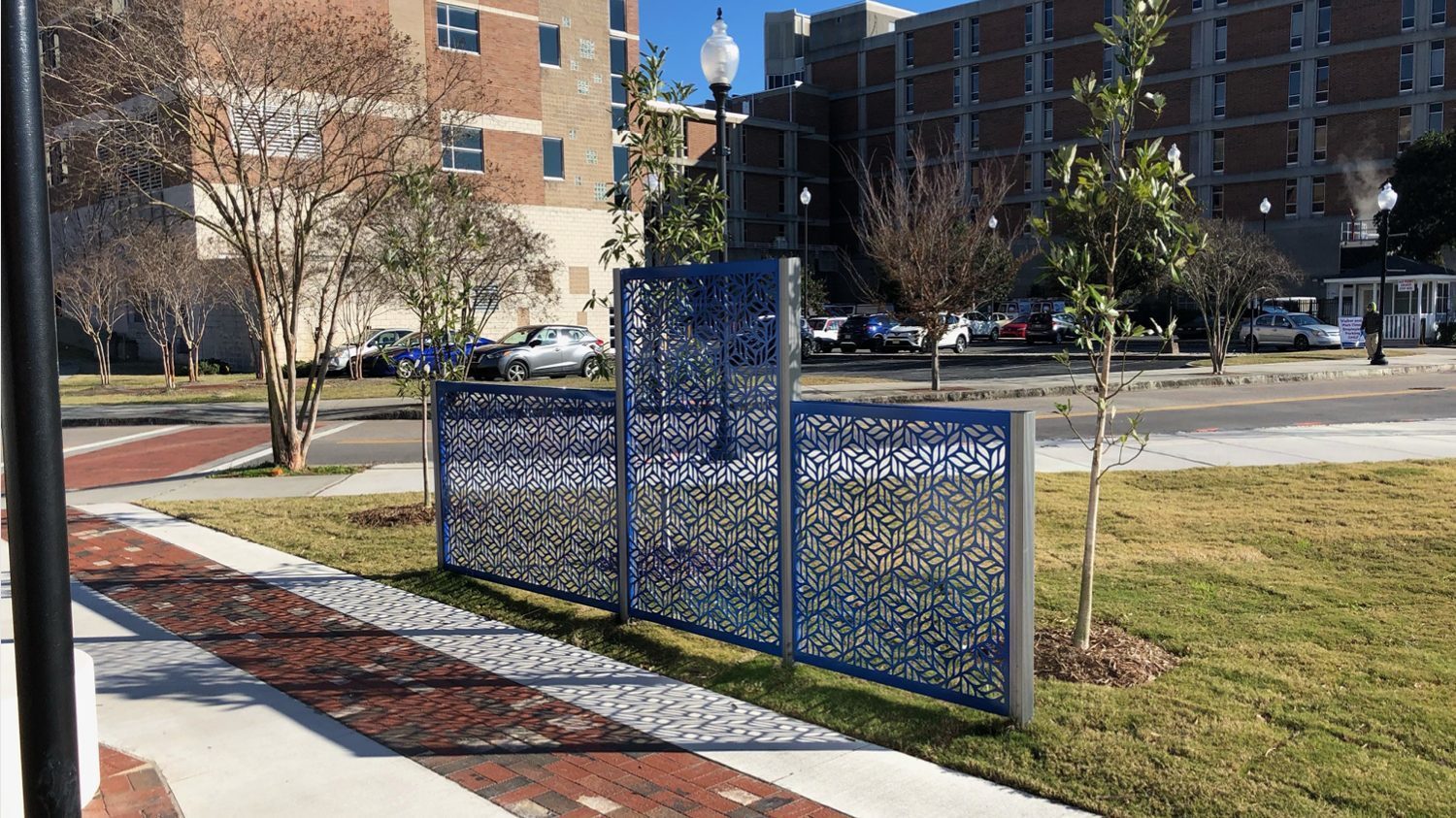 FLEXX Panels with Kaleidoscope Pattern along walkway