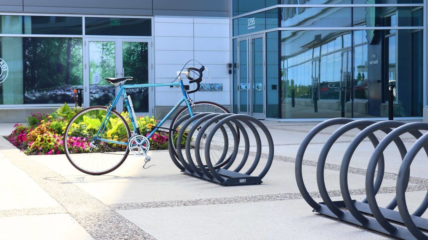 Blue Bike on 350 Bike Racks