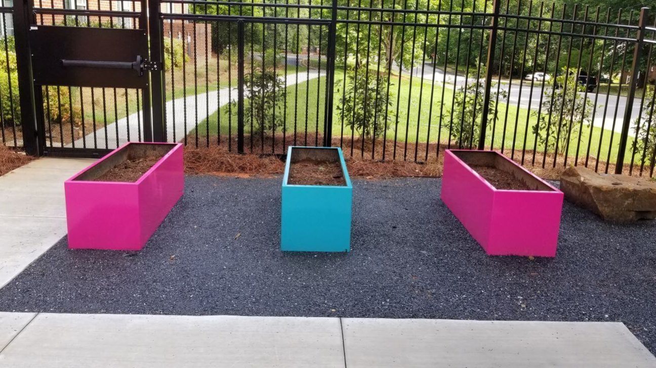 Pink and Turquoise Garden Planters