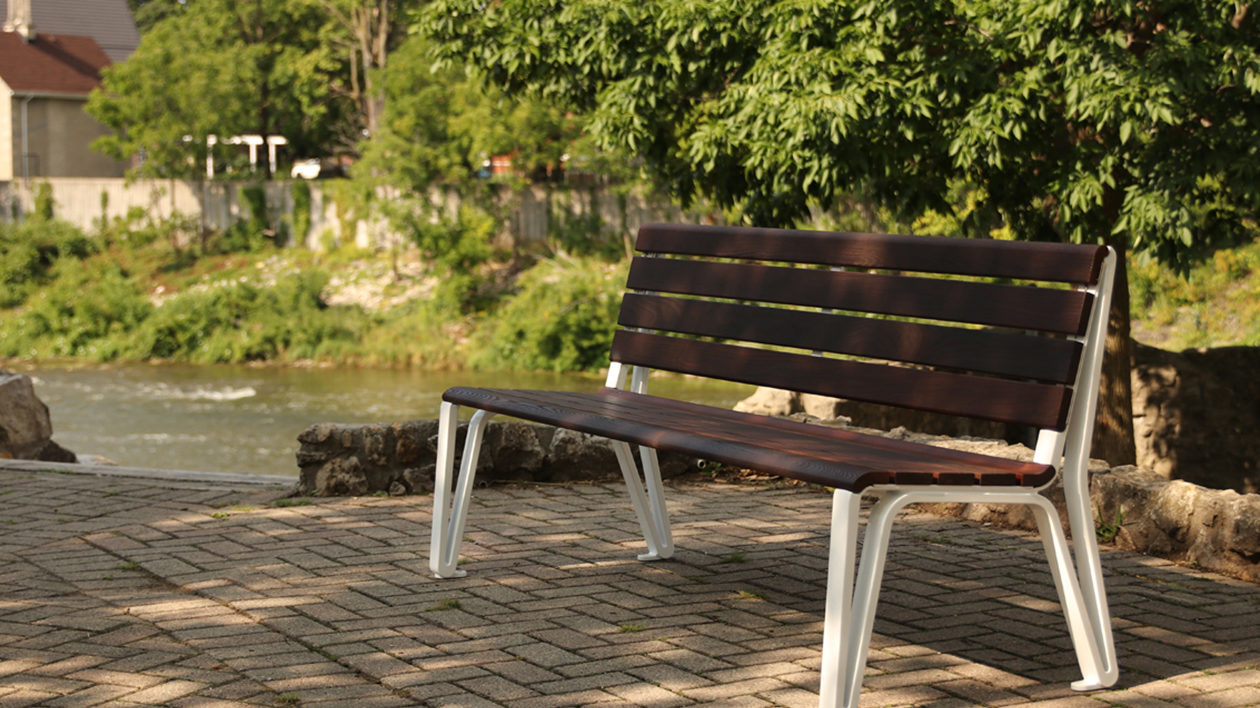 Iconic Backed Bench at Mill Race Park