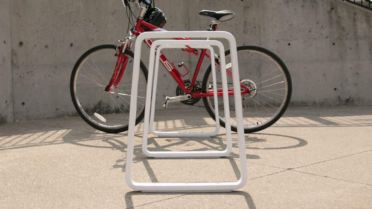 White Back Rack with Red Bike