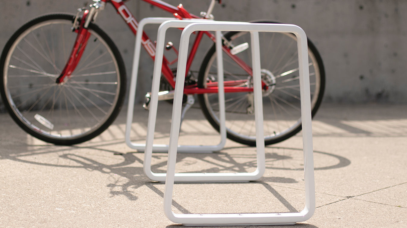 White Back Rack with Red Bike