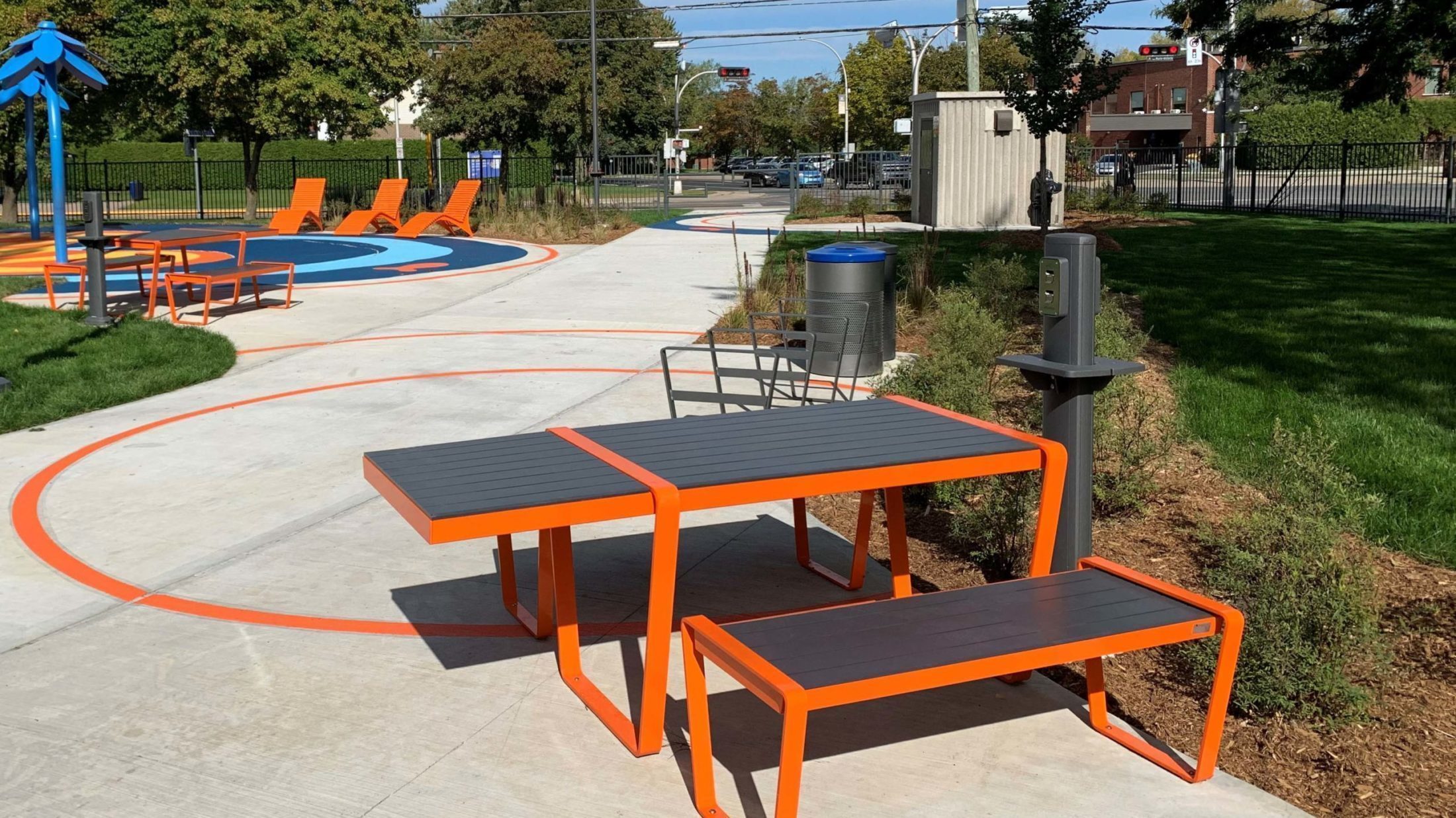 Lexicon Tables in Orange and Black at Park