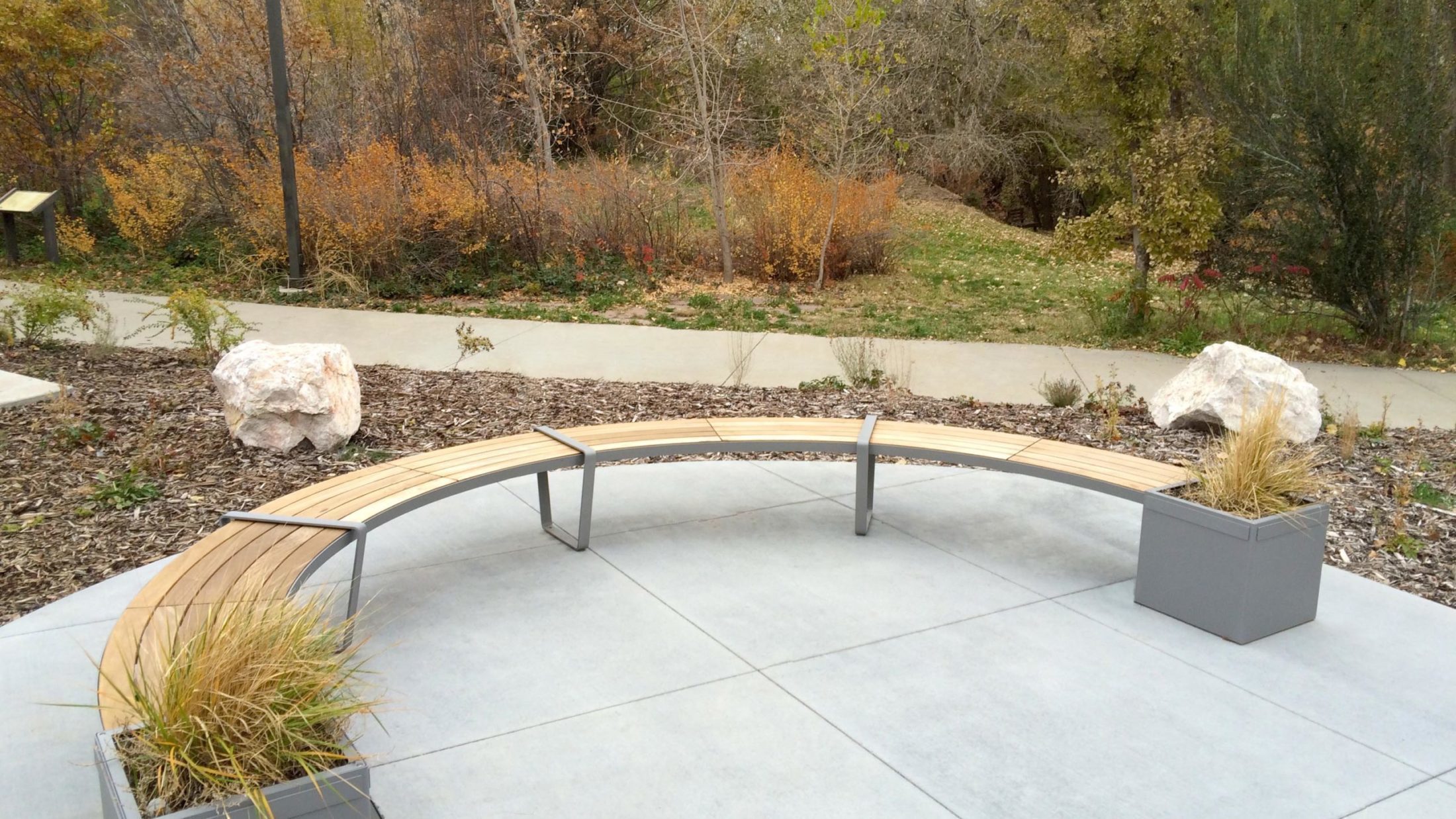 Curved Lexicon Bench with Planters