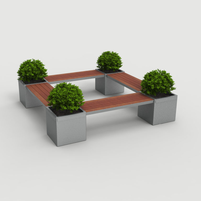 Square Lexicon layout with seats and planters