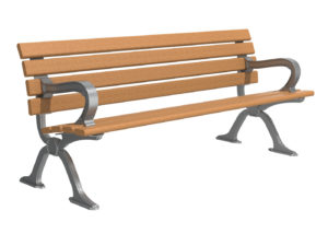 Light Brown Backed Bench with Arms and Legs