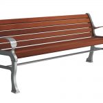 Backed Bench with Arms in Grey and Auburn Brown with Arms