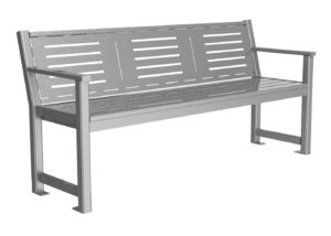 Backed Bench with Line Pattern on Back and End Arms