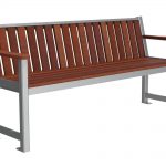 Auburn Coloured Bench with Vertical Slats and End Arms