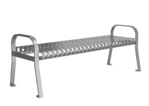 Backless Bench with Arms and Vertical Slats