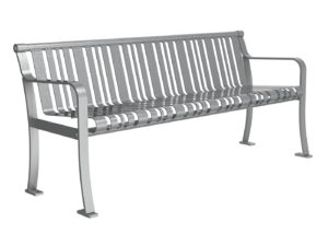 Grey Bench with Vertical Slats