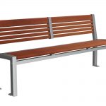 Backed Bench with Wood Horizontal Slats