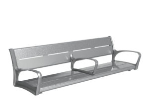 Backed Grey Bench with Middle and Side Arms