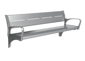 Grey Bench with Arms on Either Side