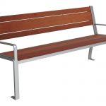 Metal and Auburn Backed Bench with Arms