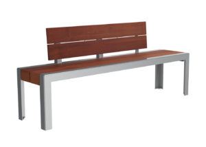 Partially Backed Bench in Light Brown and Grey