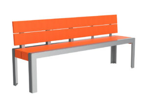 Backed Bench in Orange and Grey