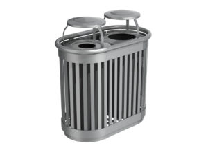 Grey Trash Unit with Vertical Slats