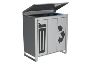 Trash Unit with Garbage Glass and Recycling