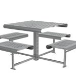 Metal Table with Attached Metal Seats