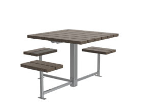 Dark Brown Wheelchair Accessible Table with attached seating