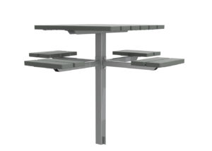 Grey Table with attached individual seats