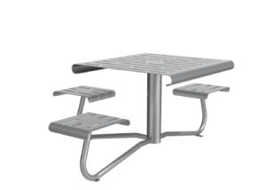 Wheelchair accessible metal table in silver