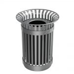 Silver Trash Can with Vertical Slats