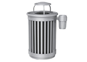 Trash Can with Vertical Slats and Ash Receptacle