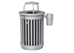 Trash Can with Vertical Slats and Ash Receptacle