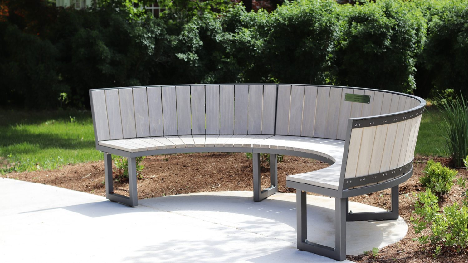 Curved Ogden Bench with Square Legs at Lang Plaza