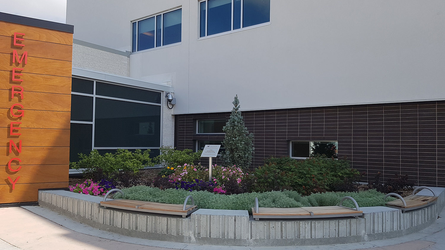 Wall-mounted Ogden benches with side arms at hospital