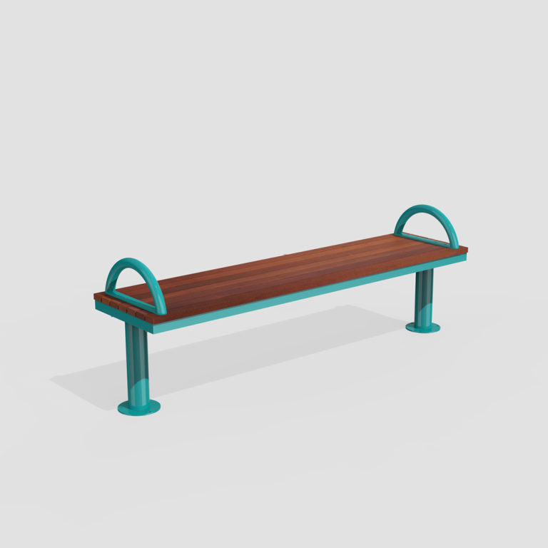 Straight Ogden Bench with Pedestal Legs and Side Arms