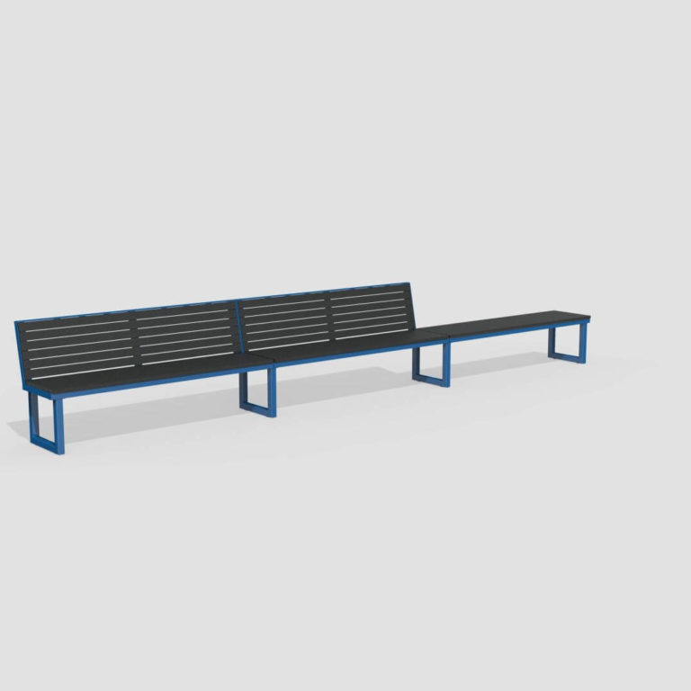 Ogden Half Backed Half Backless Bench in Blue and Black