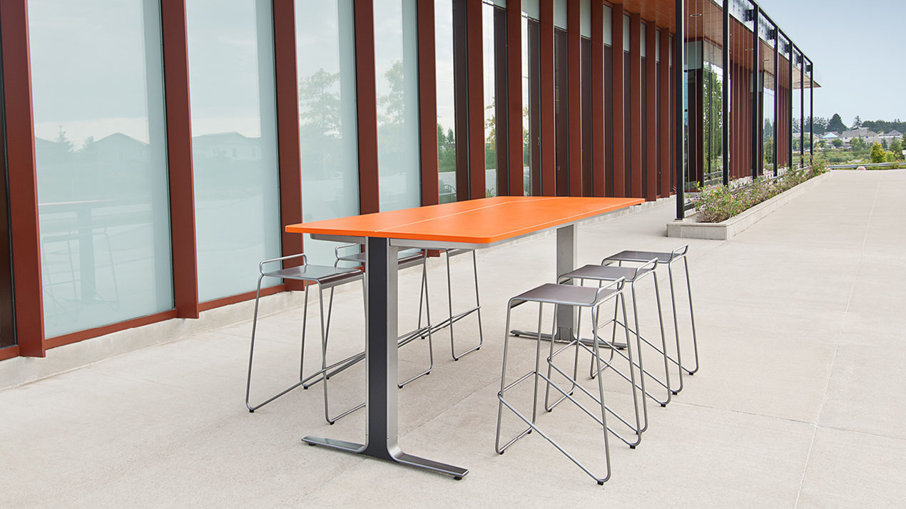 Orange Kontour Bar Height Table and Chairs