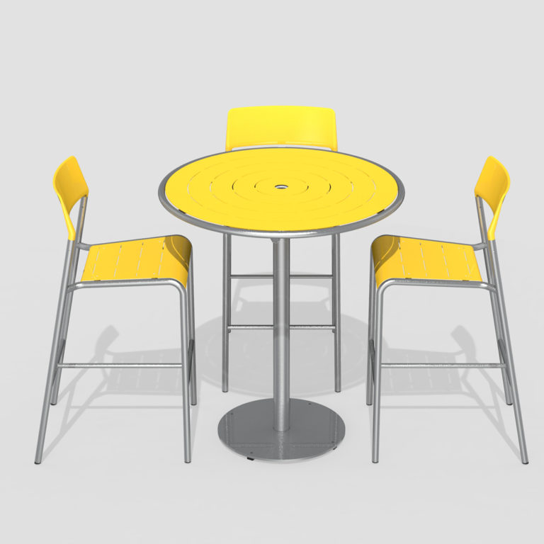 Yellow Round Bar Height Foro Table and Stools