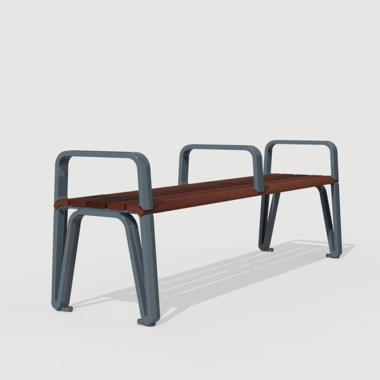 Backless Iconic Bench with Side and Center Arm