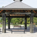 Backed and Backless Benches Under a Pavillion