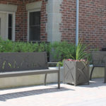 Metal Benches outside Building