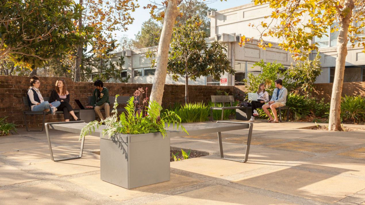 Individuals Sitting on Benches