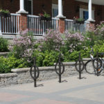 Black Direct Burial Bike Rack outside of Residential Area